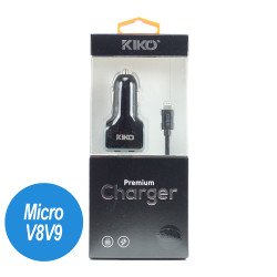 Micro V8V9 Dual Port Premium Car Charger 2 in 1 - 2.1A (Car - Black)